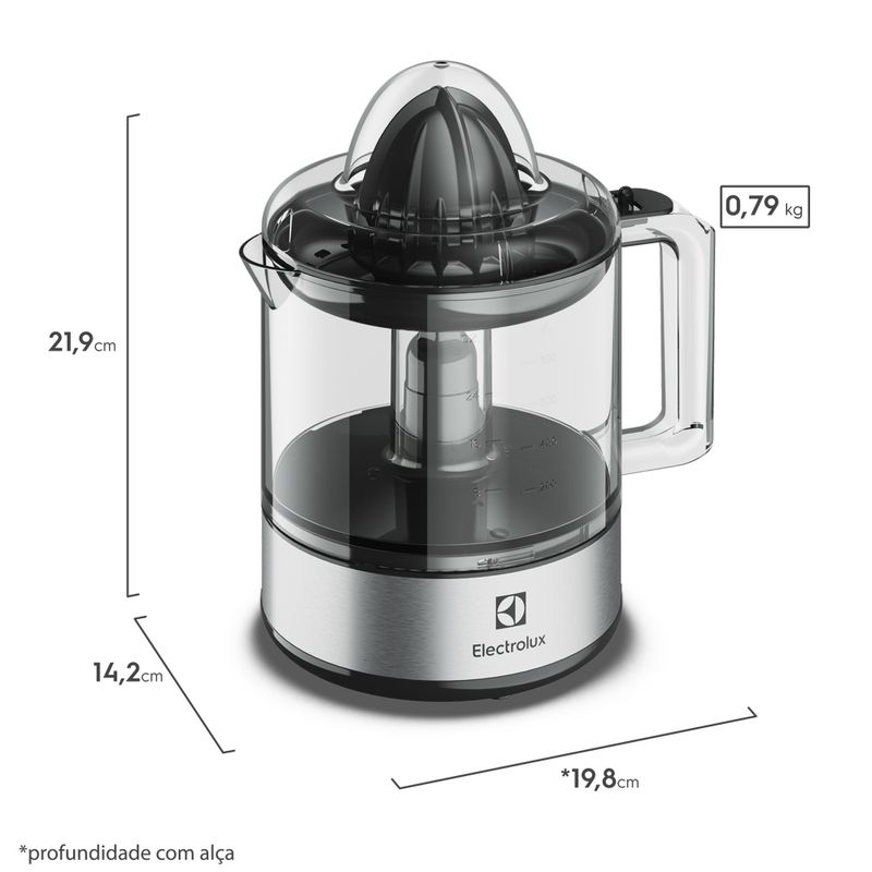 Juicer_ECP10_Perspectiva-Lateral_Medidas_Electrolux_Portuguese