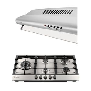 Combo: Cocina empotrable 5 quemadores Inox de Gas (KE9DX) + Campana Extractora Empotrable 90 cm (EJSE362TBIS) Electrolux