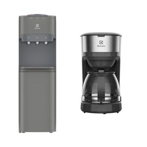 Combo: Dispensador de Agua con Gabinete Gris (EA11SR) + Cafetera Eléctrica Inoxidable 30 Tazas expresso (ECM20) Electrolux