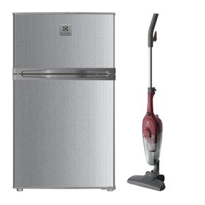 Combo: Frigobar Dos Puertas Frost 85L Gris (ERTM87G2HQS) + Aspiradora vertical con cable Power Speed (STK13) Electrolux