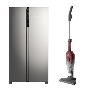 Combo: Refrigeradora Side by Side 436 L Inverter (ERSA44V2HVG) + Aspiradora vertical con cable Power Speed (STK13) Electrolux