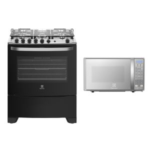 Combo: Cocina Freestanding a Gas con 5 quemadores de triple llama (76USM) + Microondas 20L (EMDO20S2GSRUG) Electrolux