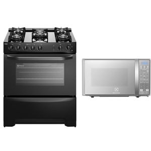 Combo: Cocina Freestanding Gas 5 Quemadores Triple Llama, Grill 76cm (FE5GPR) + Microondas 20L (EMDO20S2GSRUG) Electrolux