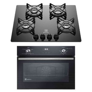 Combo: Horno Convección Negro Empotrable Eléctrico 50L¹ (OE4EH) + Cocina Empotable a Gas 4 Quemadores 60cm (ETGZ24F0EPUB) Electrolux