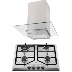 Combo: Cubierta Empotrable Gas 4 Quemadores 60CM KE4MX + Campana Extractora Empotrable Decorativa 60cm (EJWK24I2APS) Electrolux