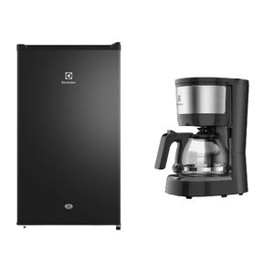 Combo: Frigobar Premium Negra (ERD090G2HWB) + Cafetera Automatica Inoxidable 15 Tazas expresso (ECM10)  Electrolux