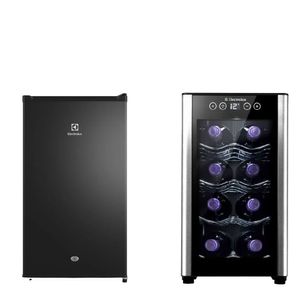 Combo: Frigobar Electrolux Premium Negra (ERD090G2HWB) + Cava de Vinos Electrolux Termoeléctrica 8 Botellas Negra (ERW082XAMB)