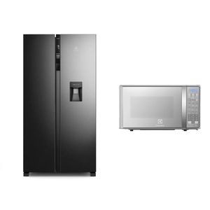 Combo: Refrigeradora Side by Side 517L (ERSA53K2HVB) + Microondas 20L (EMDO20S2GSRUG) Electrolux