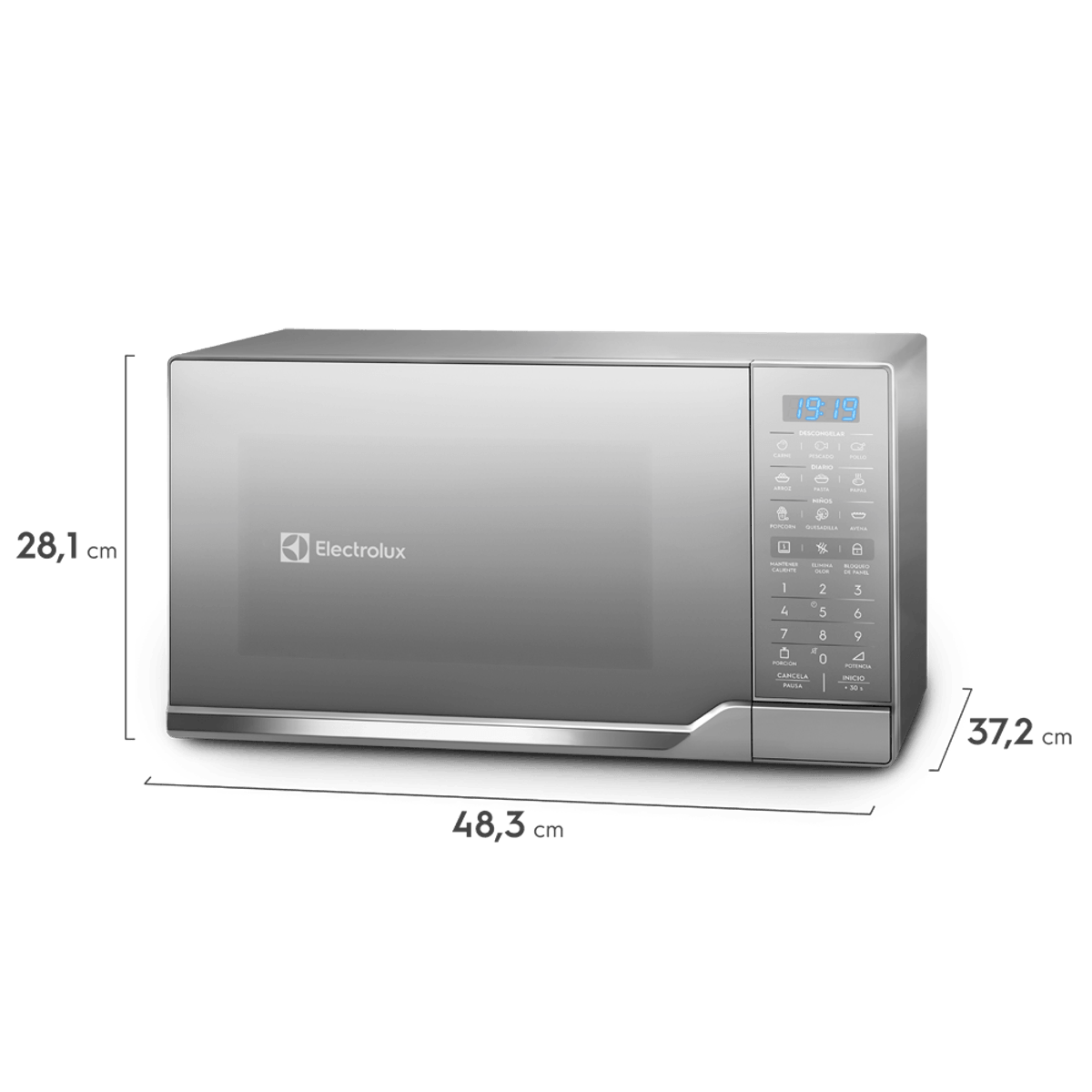 Microwave-EMDO25S3GSLUG-PerspectiveDimensions-Electrolux-Spanish