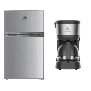 Combo: Minibar Dos Puertas 85L Gris (ERTM87G2HQS) + Cafetera Automatica Inoxidable 15 Tazas (ECM10) Electrolux