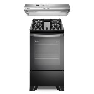Combo: Cocina 4 Quemadores Negro con Mesa de Vidrio (FE4GP) + Campana Extractora Empotrable 50cm (EJSE202TBJS) Electrolux