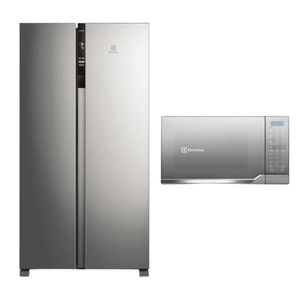 Combo: Refrigeradora Electrolux Side by Side 517L Efficient con Tecnología AutoSense (ERSA53V2HVG) + Microondas Electrolux 25L Gris (EMDO25S2GSRUG)