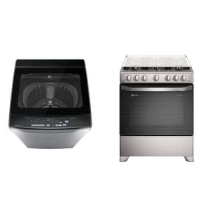 Combo: Lavadora Electrolux Carga Superior 20kg Silent Inverter EWIJ20F2XSYG + Cocina 6 Quemadores Parrilla Hierro Fundido Inox FE6ISR