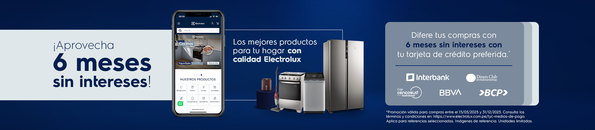 Difere tus compras con 6  meses sin intereses con tu tarjeta de crédito preferida*